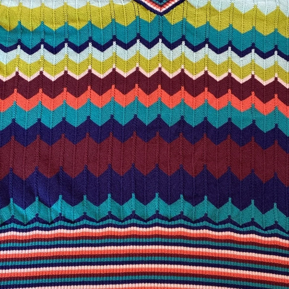 Anthropologie Aldo Martins Bamboo Rainbow Chevron Striped Knitted Tank Vest S - Picture 2 of 5